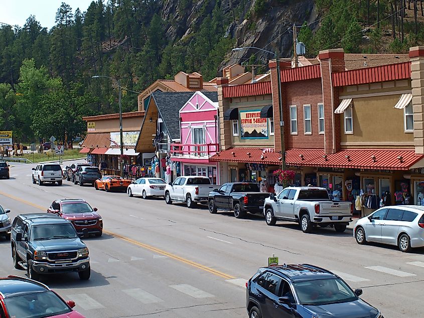 Buildings along a street in Keystone, South Dakota.