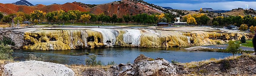 View of Hot Springs State Park during autumn in Thermopolis, Wyoming.