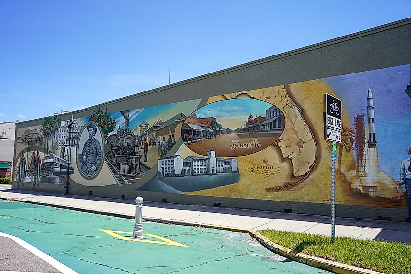 Historic Downtown Town Center area in Titusville, Florida. Editorial credit: JennLShoots / Shutterstock.com