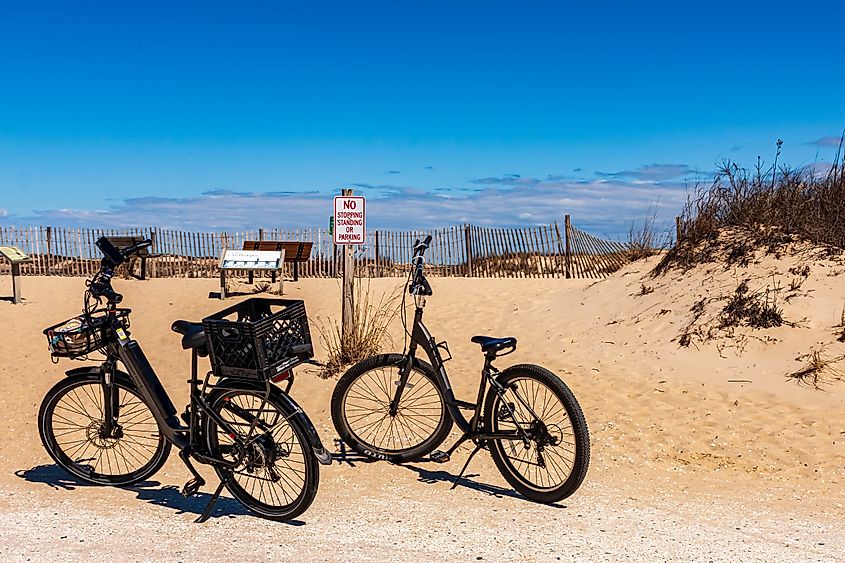 Bikes parked at the Cape Henlopen State Park in Delaware.