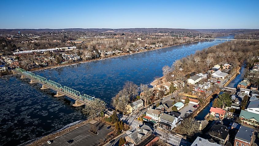 Aerial view of Lambertville, New Jersey.