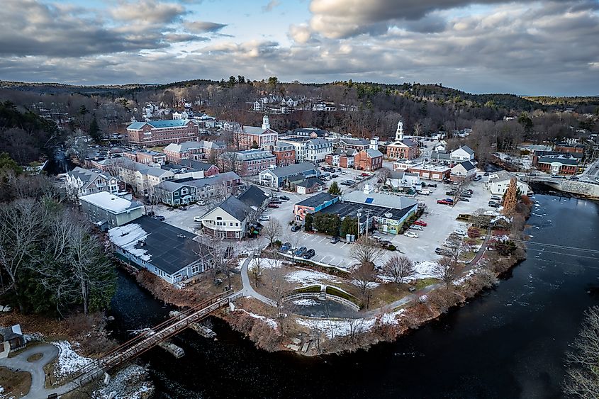 An aerial view of Peterborough, New Hampshire