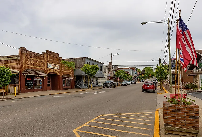Downtown Swiss tourist village of Sugarcreek, Ohio.