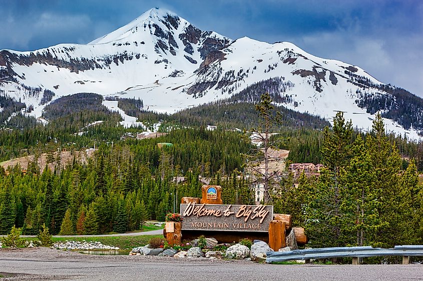 Welcome sign to Big Sky in Montana.