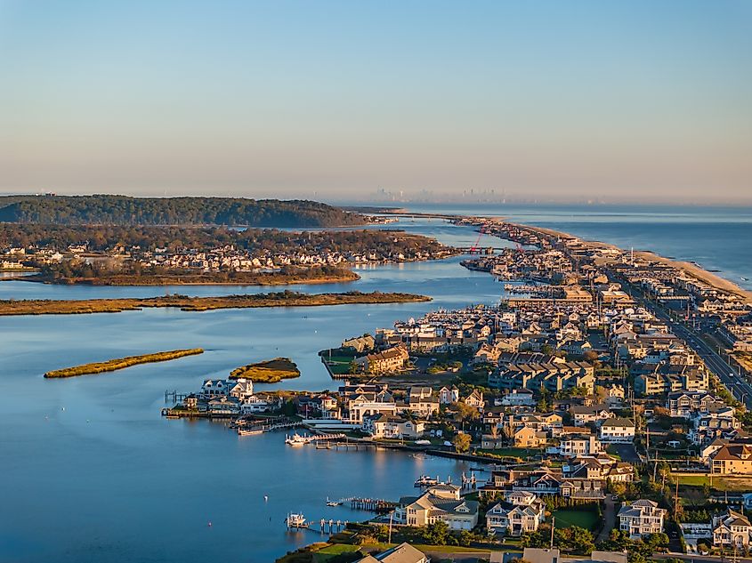 A scenic view of Navesink Bay, a prominent feature near the Atlantic Highlands in Monmouth County, New Jersey.