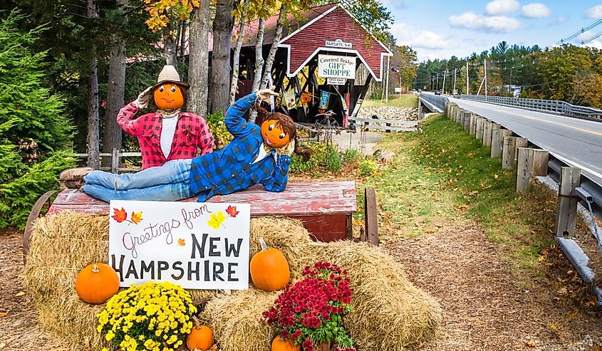 Halloween Decoration in Front of the Covered Bridge Gift Shoppe, Bartlett, New Hampshire.