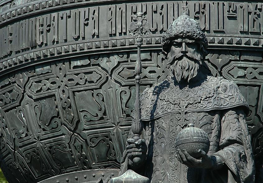 Statue of Ivan III in Veliky Novgorod, Russia