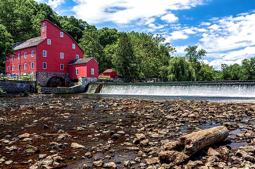 The iconic Red Mill in Clinton, New Jersey.