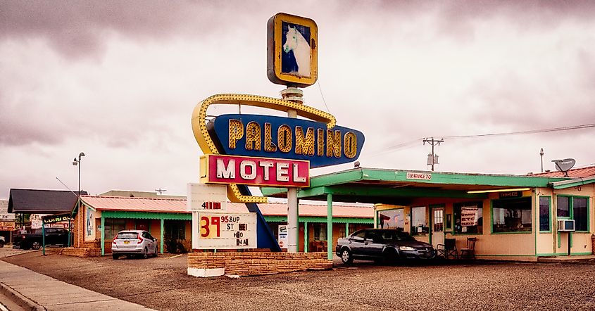 Sign of a motel in Tucumari, New Mexico. 