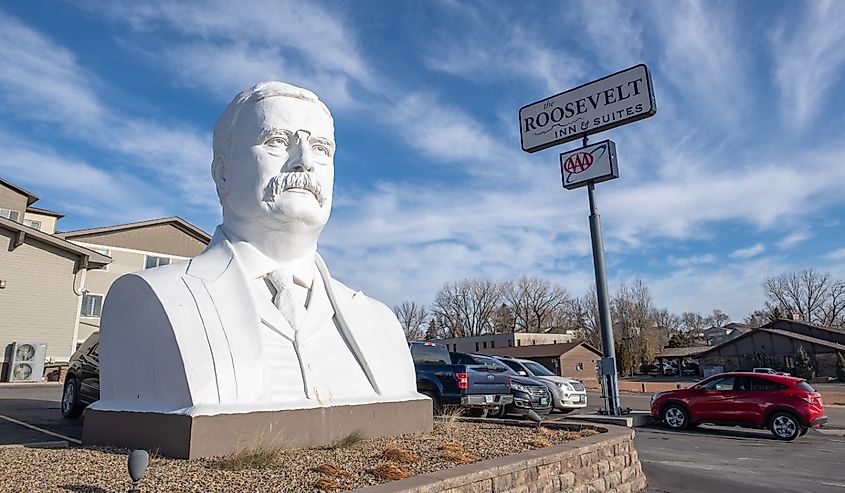  large statue of Teddy Roosevelt in Medora, North Dakota.