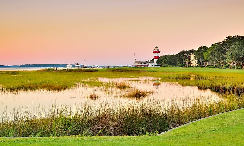 View of the coast along Hilton Head Island in South Carolina.