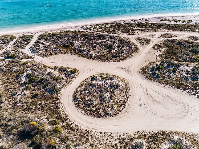 Aerial view of the landscape near Cervantes in Western Australia.