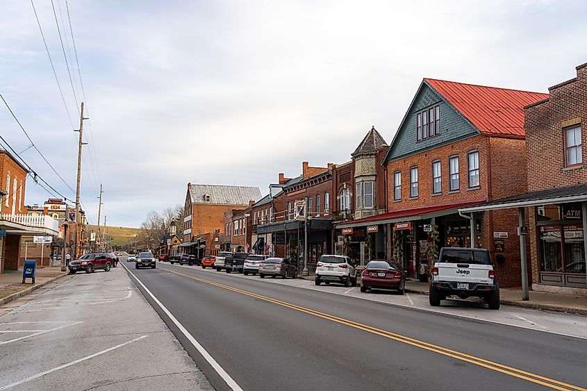 Main Street in Hermann, Missouri, close to Schiller Street.