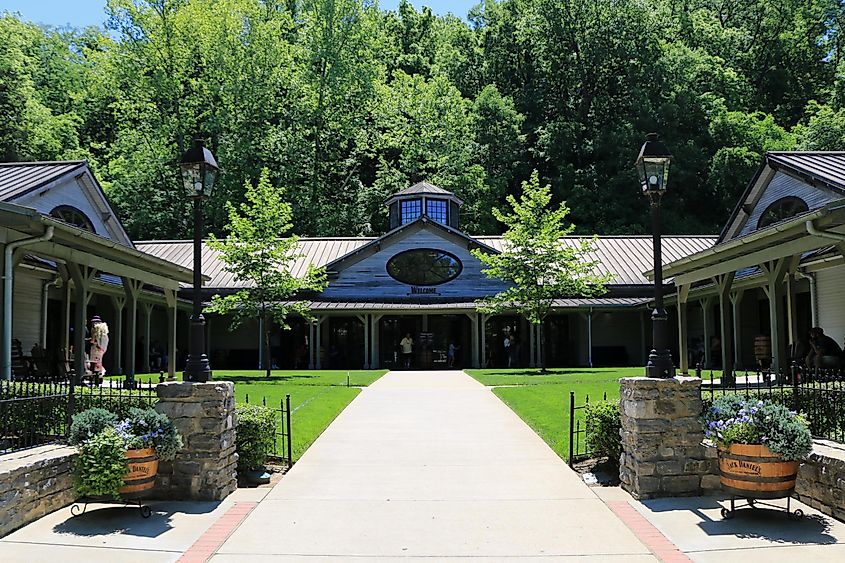 Main entrance of the Jack Daniel's Distillery Visitor Center in Lynchburg, Tennessee, United States.