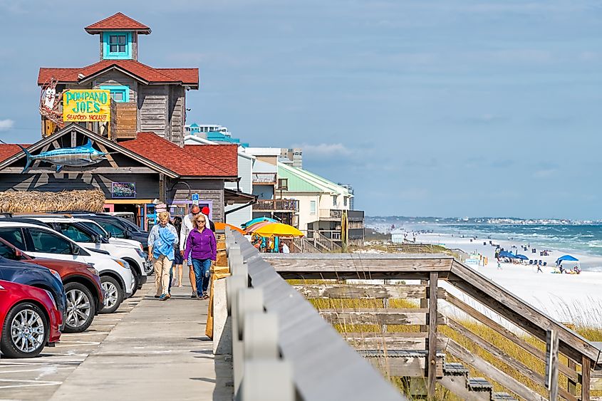 Boardwalk along the sea in Miramar Beach, Florida
