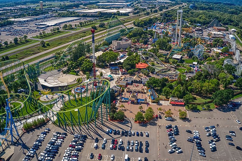 Aerial view of Valleyfair in Shakopee, Minnesota