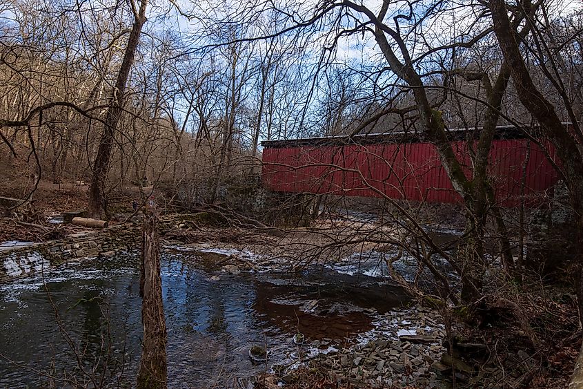 A covered bridge in Ambler, Pennsylvania.