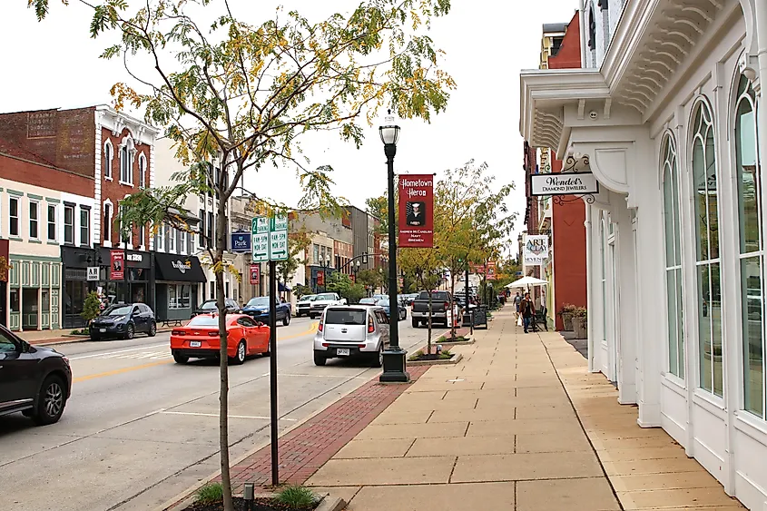 View of downtown Lancaster in Ohio