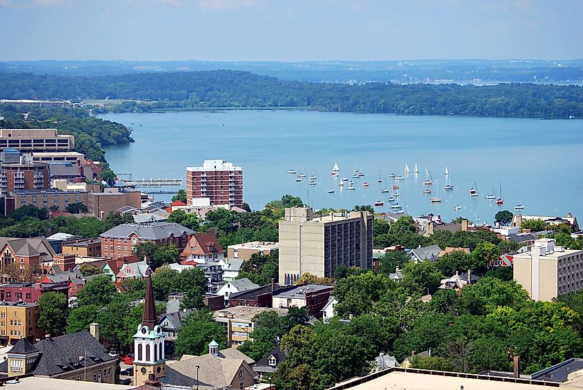 Looking west over downtown Madison, Wisconsin.