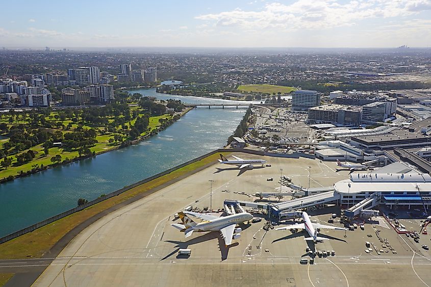 Aerial view of the Sydney Kingsford Smith airport