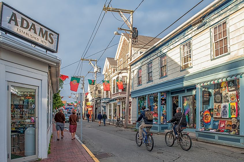 Commercial Street on a summer evening in Provincetown, Massachusetts