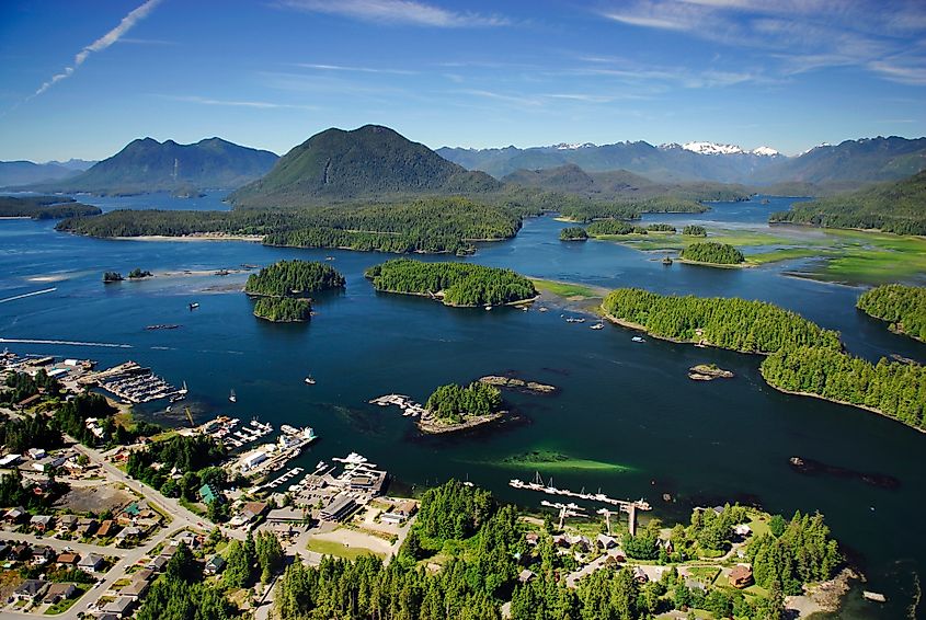 Aerial image of Tofino, BC, Canada