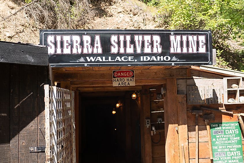 Entrance to the abandoned Sierra silver mine in Wallace, Idaho