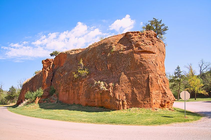 Large rock formation at Red Rock Canyon State Park in Oklahoma, USA