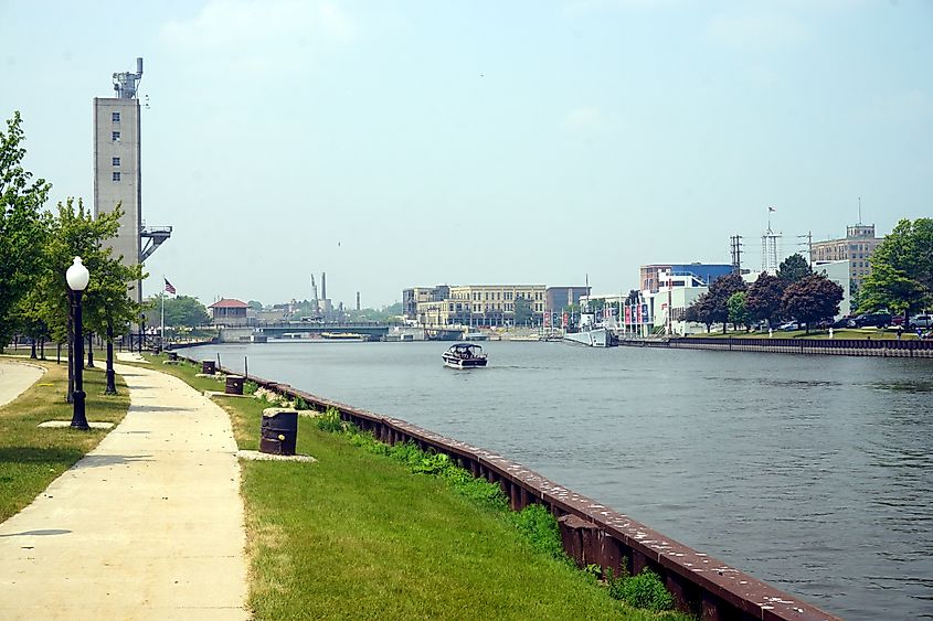 The Manitowoc River in Manitowoc, Wisconsin.