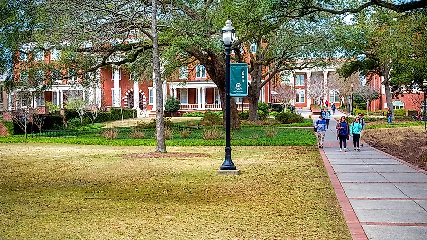 Campus scene at the Georgia College and State University in Milledgeville, Georgia.
