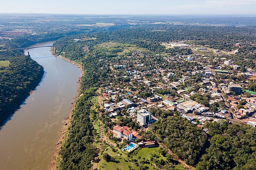 Aerial view of Puerto Iguazú, Argentina.