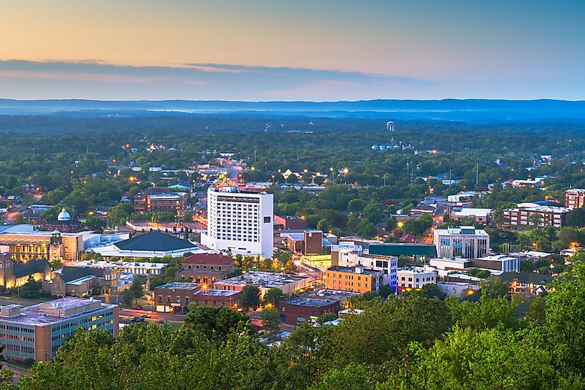 View of the skyline of Hot Springs, Arkansas.