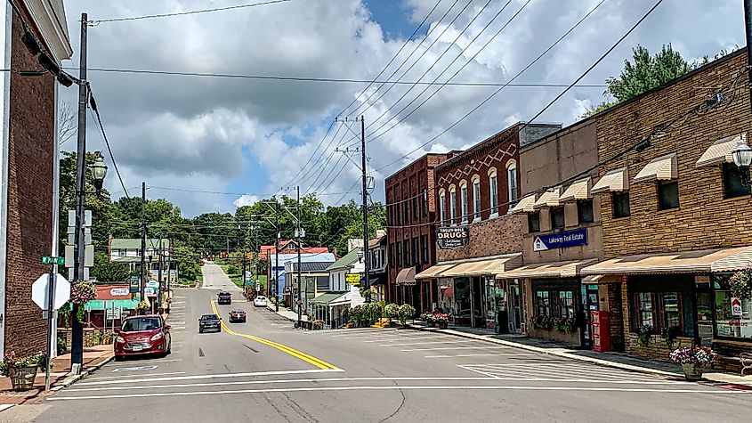 View of downtown Dandridge in Tennessee.