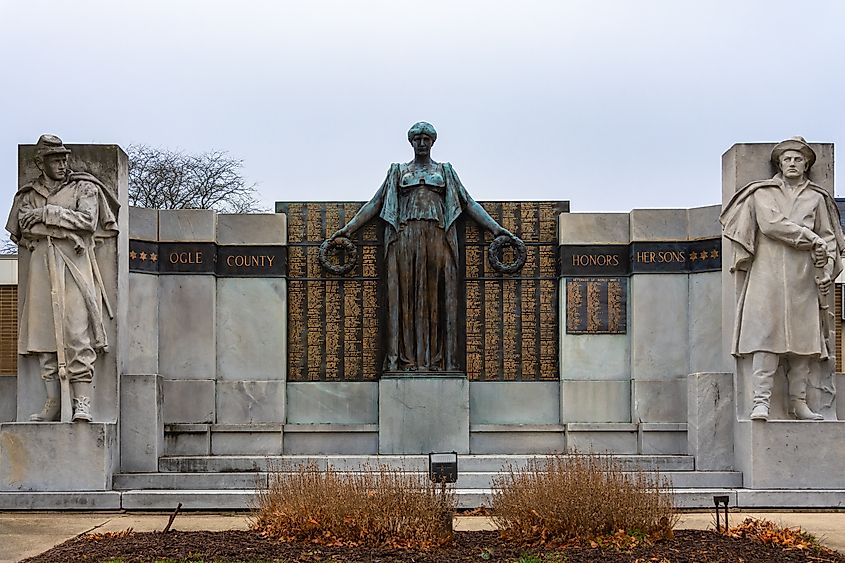 The Soldiers' Monument sculpture in Oregon, Illinois