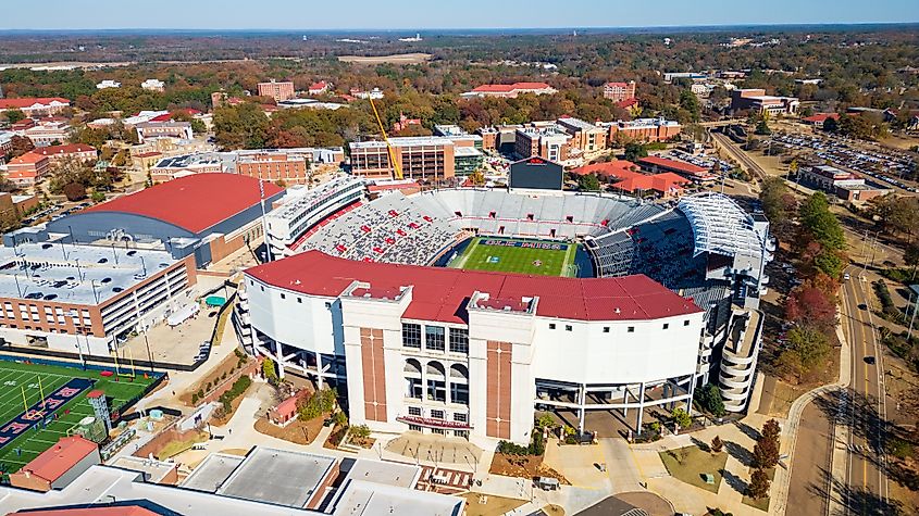 Vaught Hemingway Stadium on the Ole Miss campus in Oxford, Mississippi