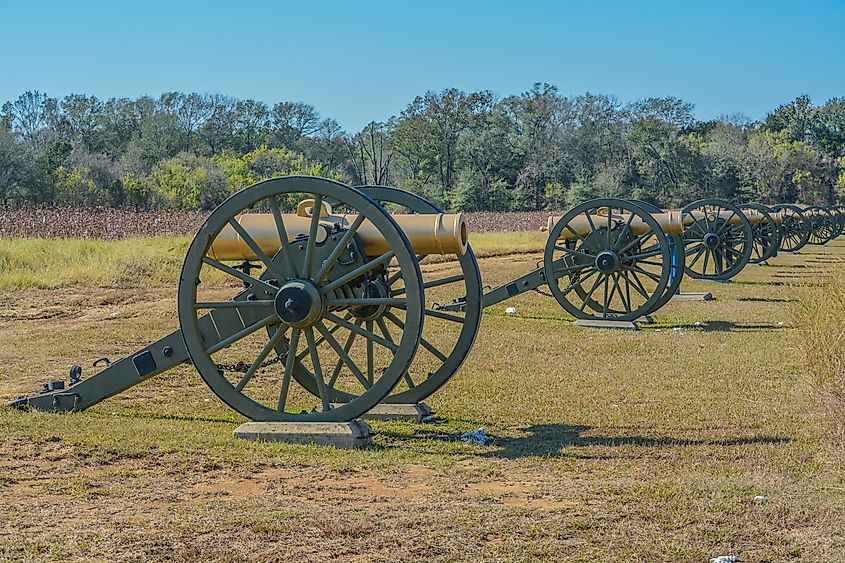 Cannons at the Civil War Battle of Raymond in Raymond Military Park, Hinds County, Mississippi