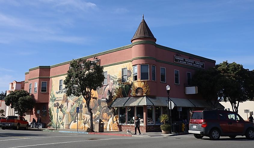 Downtown Half Moon Bay, California.
