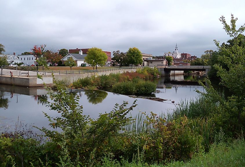 The Cocheco River flows through central Rochester.