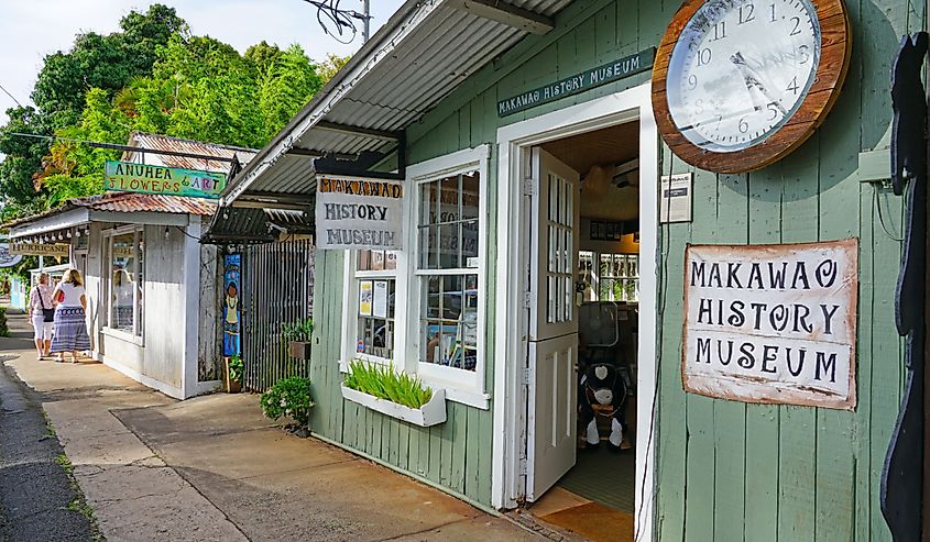 Makawao Street with the museum, Makawao, Maui.
