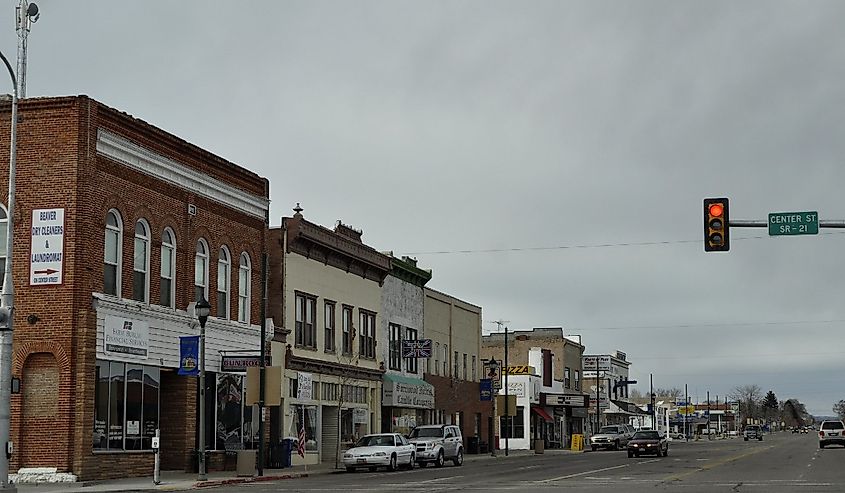 Downtown street in Beaver, Utah.