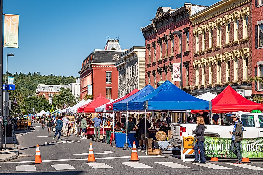 The Summer Farmers' Market in Montpelier, Vermont.