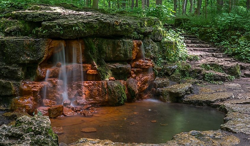 The famous yellow spring in John Bryan State Park.