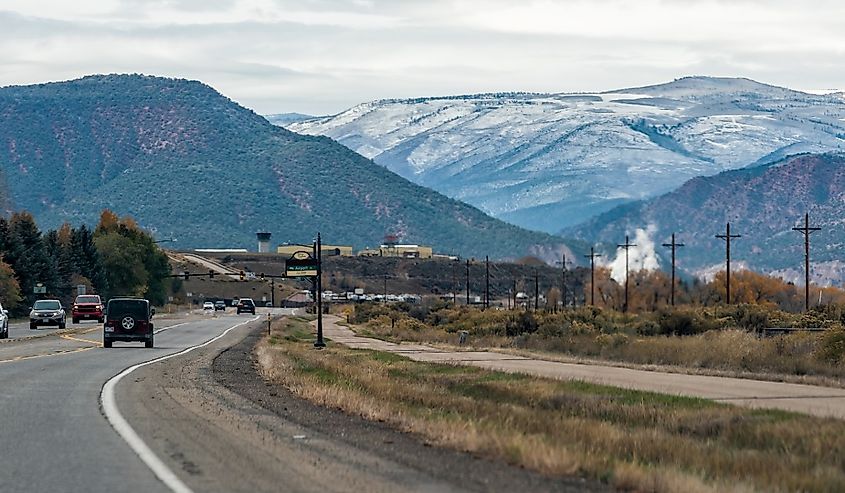 Colorado's snow-covered mountains in Gypsum, Colorado.