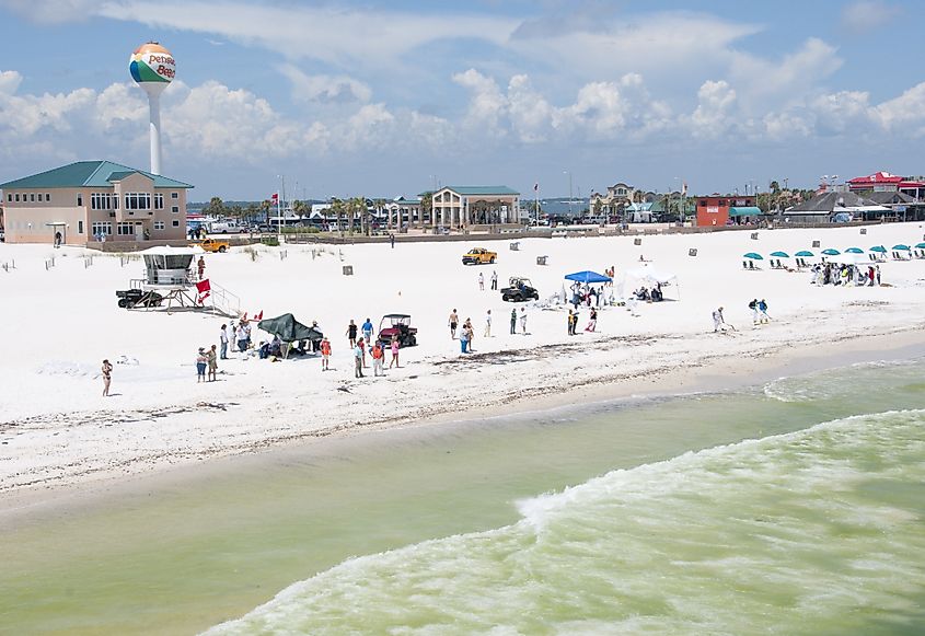 A busy day by the beach at Pensacola Beach.