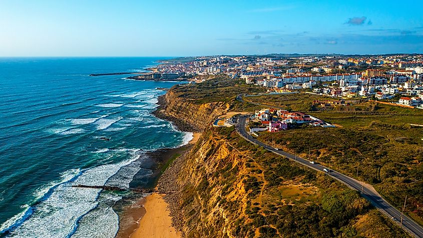 Drone aerial view of Ericeira, Portugal