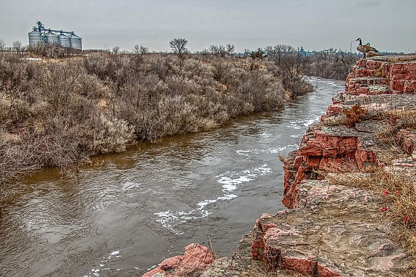 Unique geological features in Dell Rapids, South Dakota.