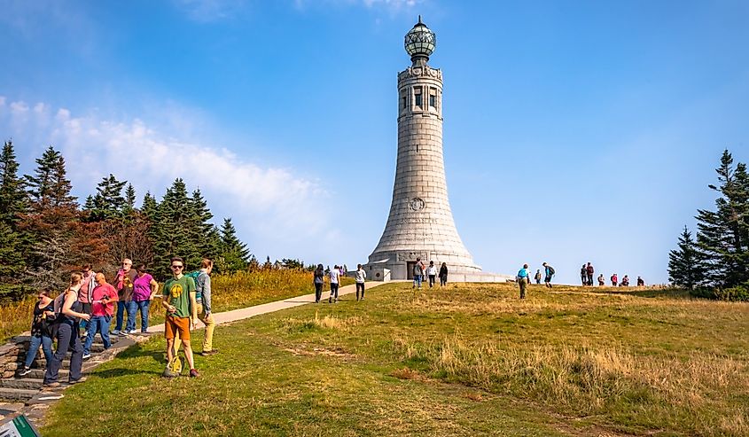 Visitors trek to the summit of Mount Greylock, the highest natural point in Massachusetts