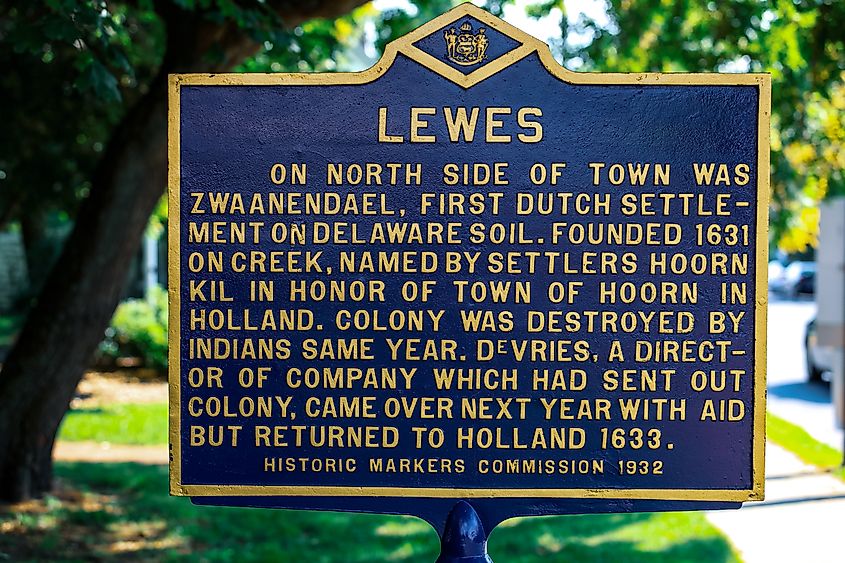 The Lewes historical marker. 