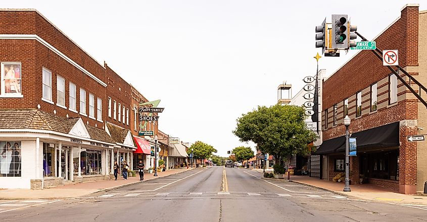 The old business district on Muskogee Avenue in Tahlequah, Oklahoma.