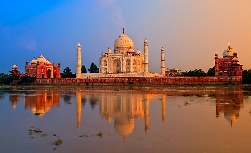 The Taj Mahal in the sunset